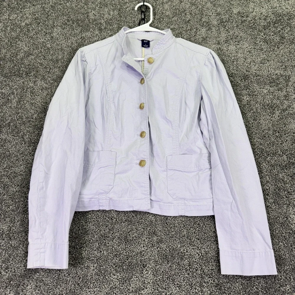 Gap Jacket Womens Large Purple Twill Button Front Lightweight Casual Short